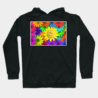 Colorful Flowers and Happy Face Hoodie